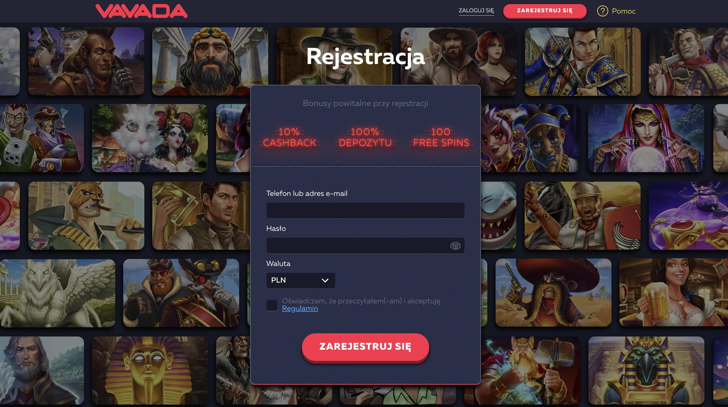 Zakładanie konta krok po kroku w Vavada Casino